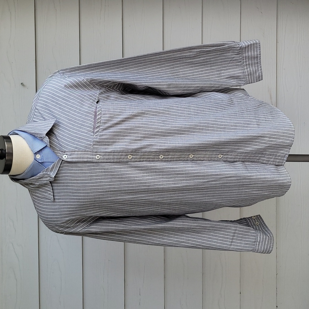 HOWLER BROS Grey Striped Pattern Cotton Blend Sz Mens XL Long Sleeve Shirt